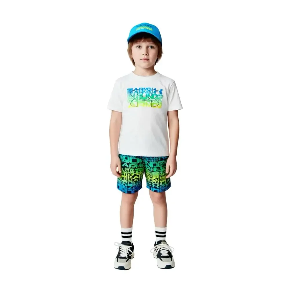 Under Armour Boys 4T Short Sleeve White Logo Shorts Set 4T